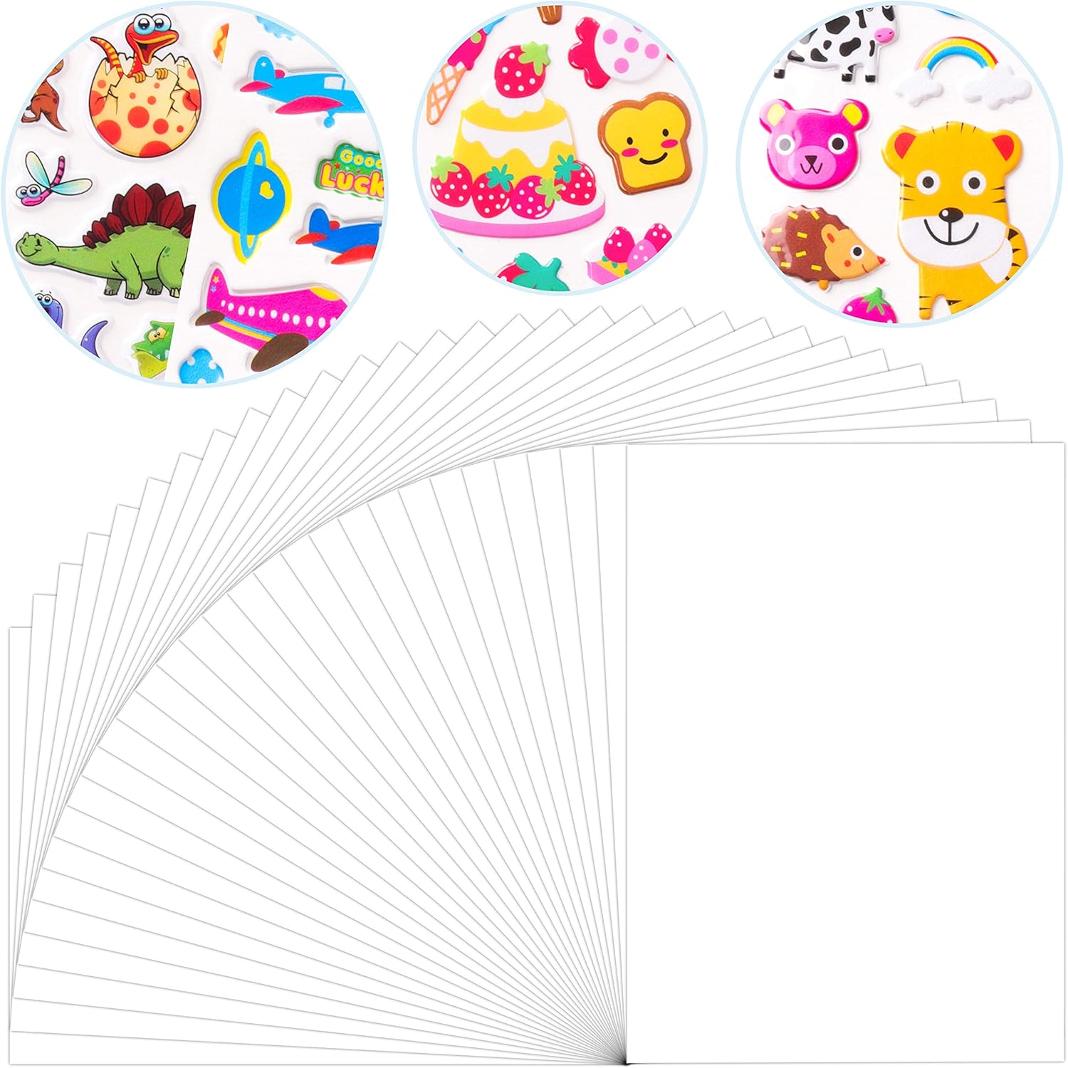 BeYumi 30 Packs Sticker Collecting Album Pages, Reusable Double-Sided Release Papers for Decal Collection, Blank Sticker Collecting Pages for Kids and Adults, 11.6 x 8.3 Inches