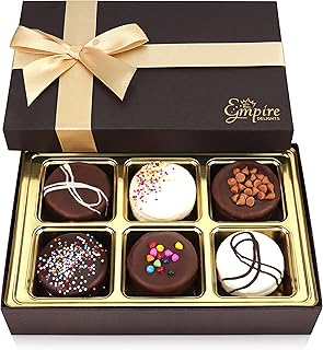 Gourmet Cookies Gift Basket - Delicious Chocolate Gift Basket Great for Birthday Treats for Women and Men - Fancy Chocolate Covered Cookies for Gifting, 6 Count