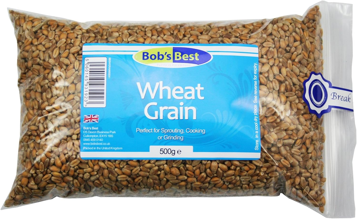 Bob's Best Whole Wheat Grain for Baking, Cooking, Sprouting & Homemade Flour - 500g