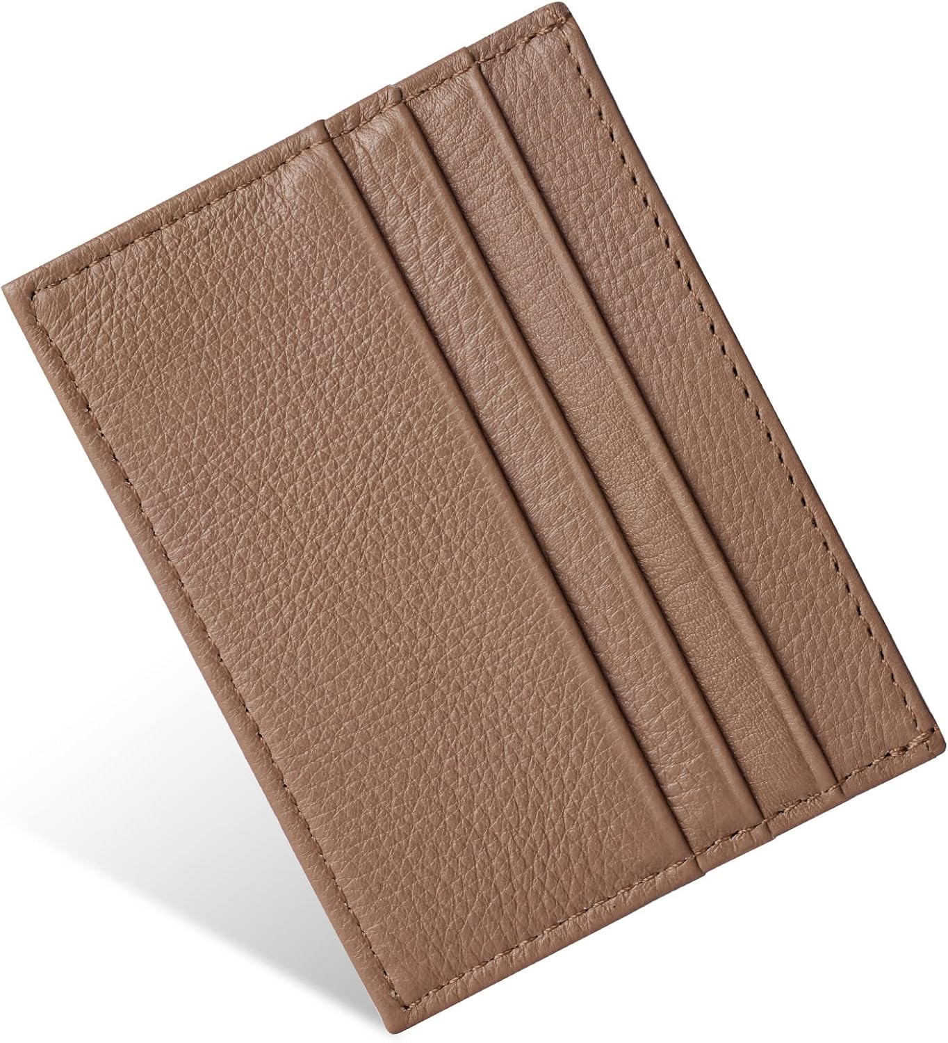 URAQT Credit Card Holder Wallet, RFID Blocking Leather Ultra Slim Wallet, Thin Minimalist Credit Card Case Card Protector, Front Pocket Wallets for Men, Women - 6 Card Slots and 1 Pockets (Brown)