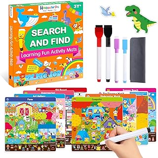 Preschool Learning Activities Search and Find Books for Kids Ages 4-6,3-8 | Reusable Educational Mats Toddler Road Trip Games, Art & Craft Supplies Toy Gifts Boy Girl 3+ Year Old
