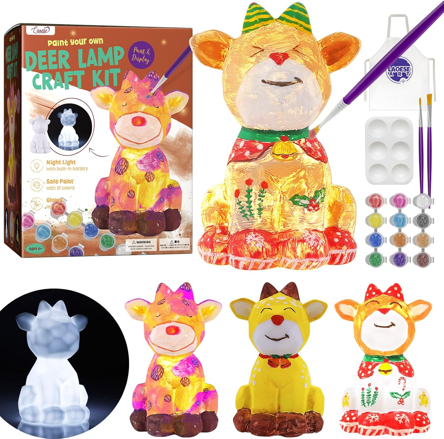 Paint Your Own Deer Lamp Kit, Art Supplies Arts & Crafts Kit, Painting kit for Kids 6-12, Arts and Crafts for Kids Ages 8-12, Toys Girls Boy Birthday Gift Ages 6 7 8 9 10 11 12+