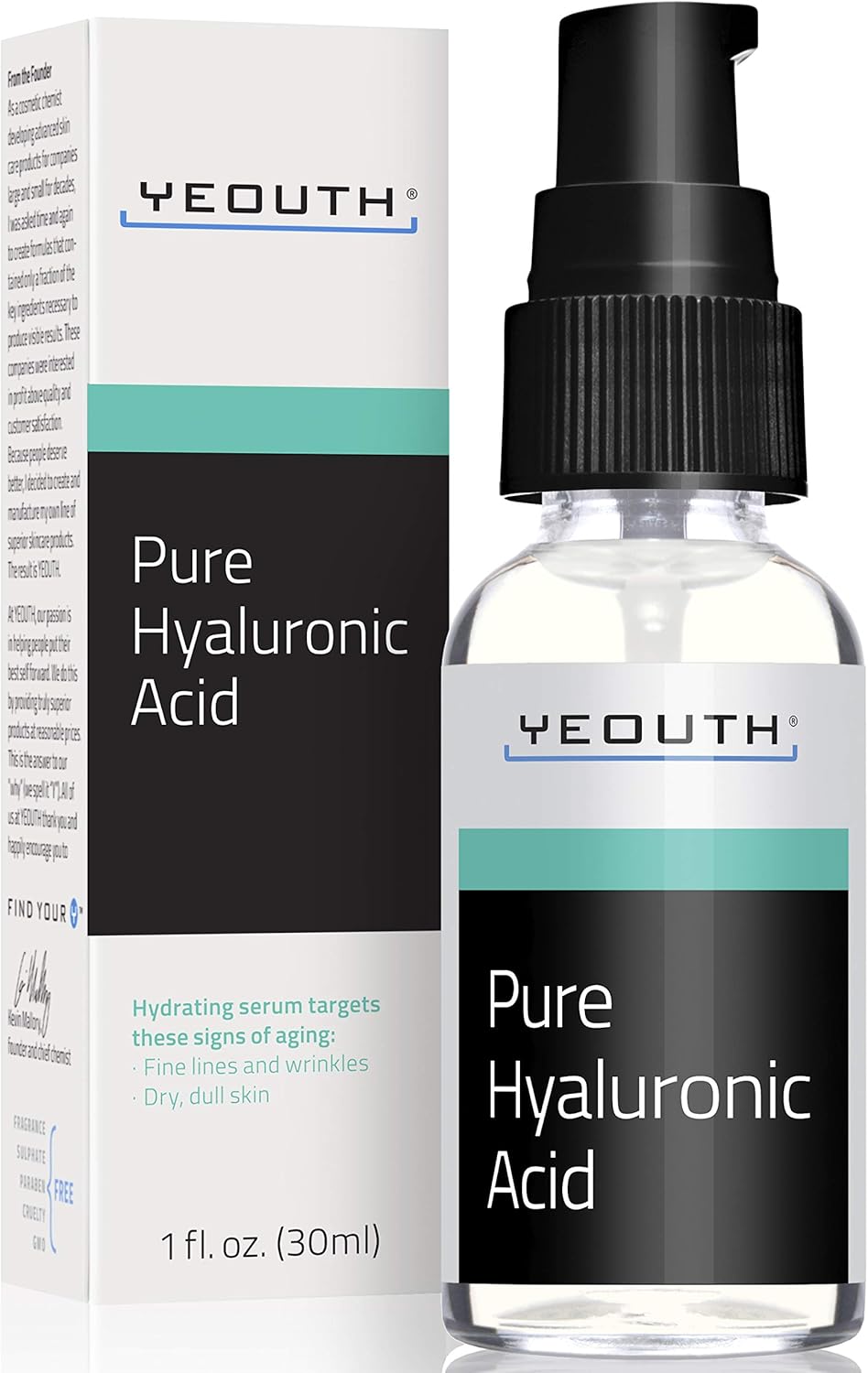 YEOUTH Pure Hyaluronic Acid Serum for Face 99% for Dry & Dull Skin, Hydrating Hyaluronic Face Serum for Women & Men, For All Skin Types 30ml