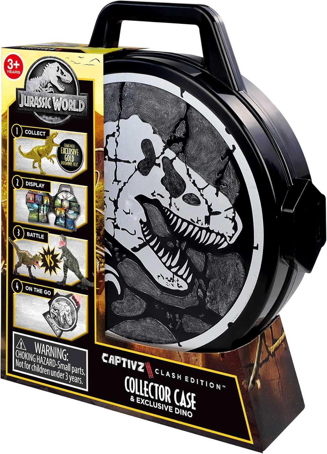 Jurassic World Collector Case & Exclusive Gold Indominus Rex, 16 Display Spaces, Species Collection Tracking