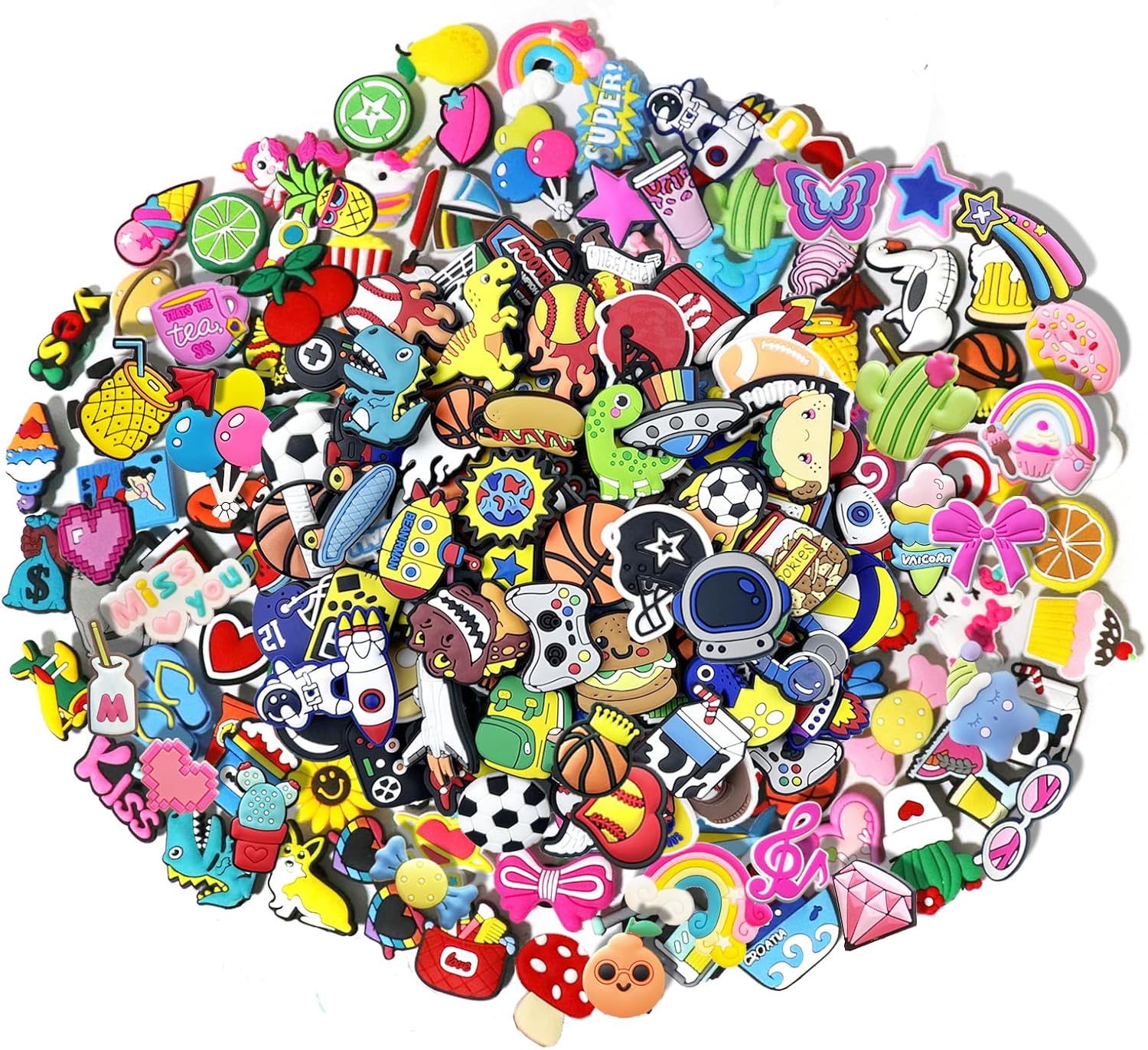 35,50,100 Pcs Random PVC Shoe Charms,Garden Shoes Cute Shoe Charms Decoration with Different Designs Shape for Girls,Boys and Adult Party Gift
