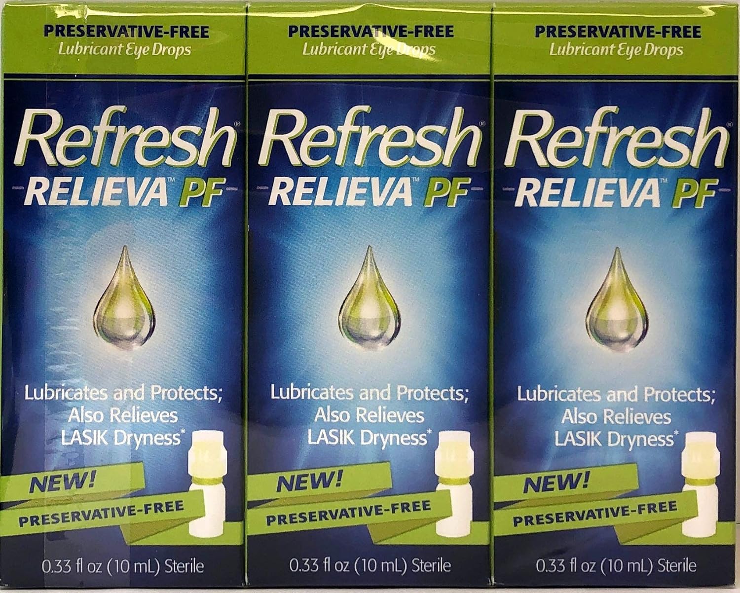 Refresh RELIEVA Preservative-Free Lubricant Eye Drops for Sensitive Eyes, 0.33 FL OZ (10 ml) - 3 Pack