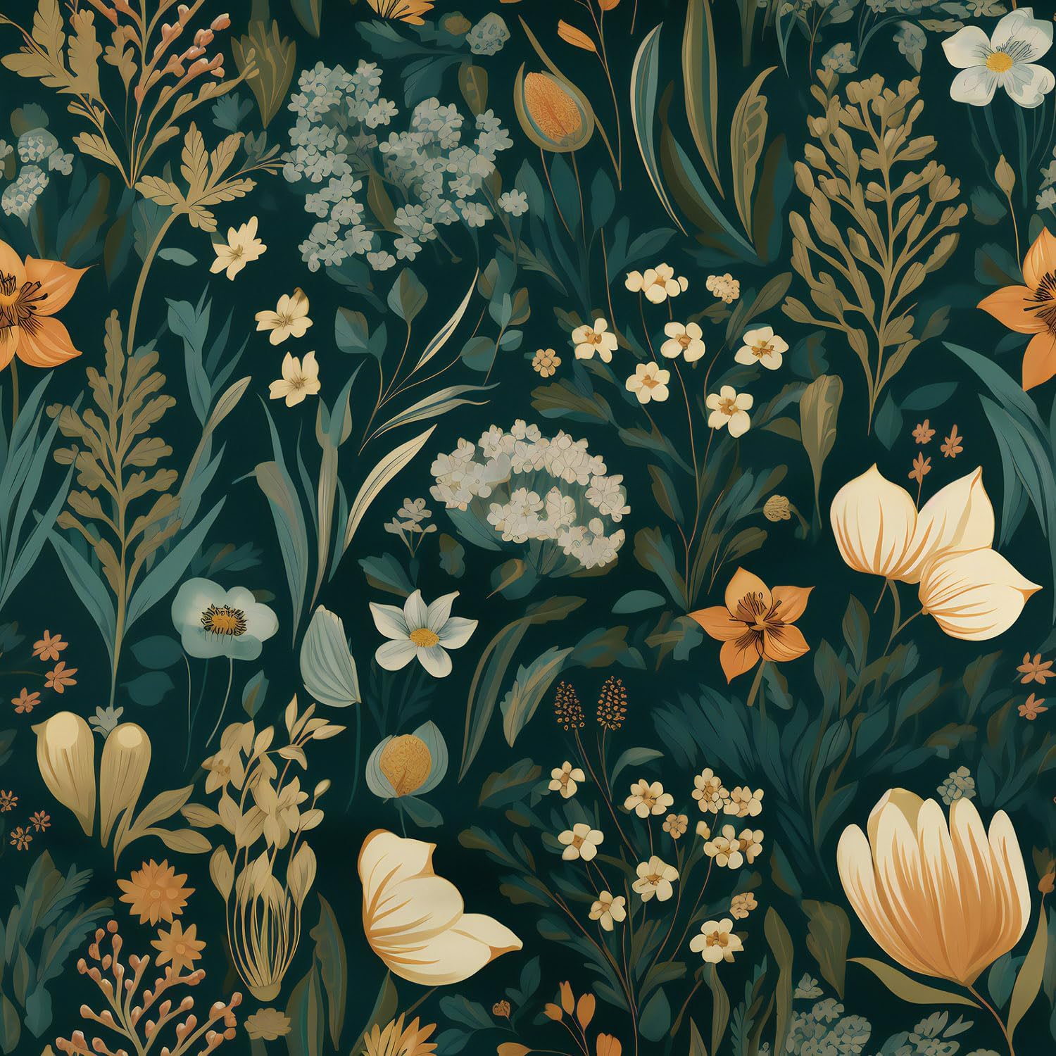 Orainege Vintage Floral Peel and Stick Wallpaper Boho Floral Contact Paper 17.3inx393.7in Flower Self Adhesive Wallpaper for Bedroom Removable Wall Paper Decorative