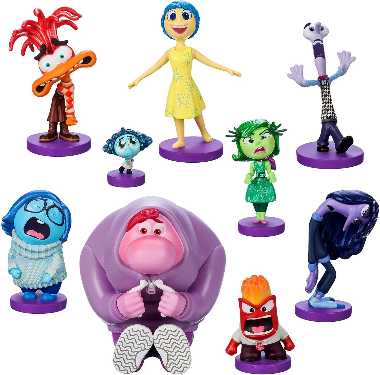Disney Store Official Age 3+ Inside Out 2 Figurine Playset Set, 9 Moulded Toys, Including Joy, Sadness, Anger, Anxiety, Disgust, Envy, Ennui, Embarrassment & Fear