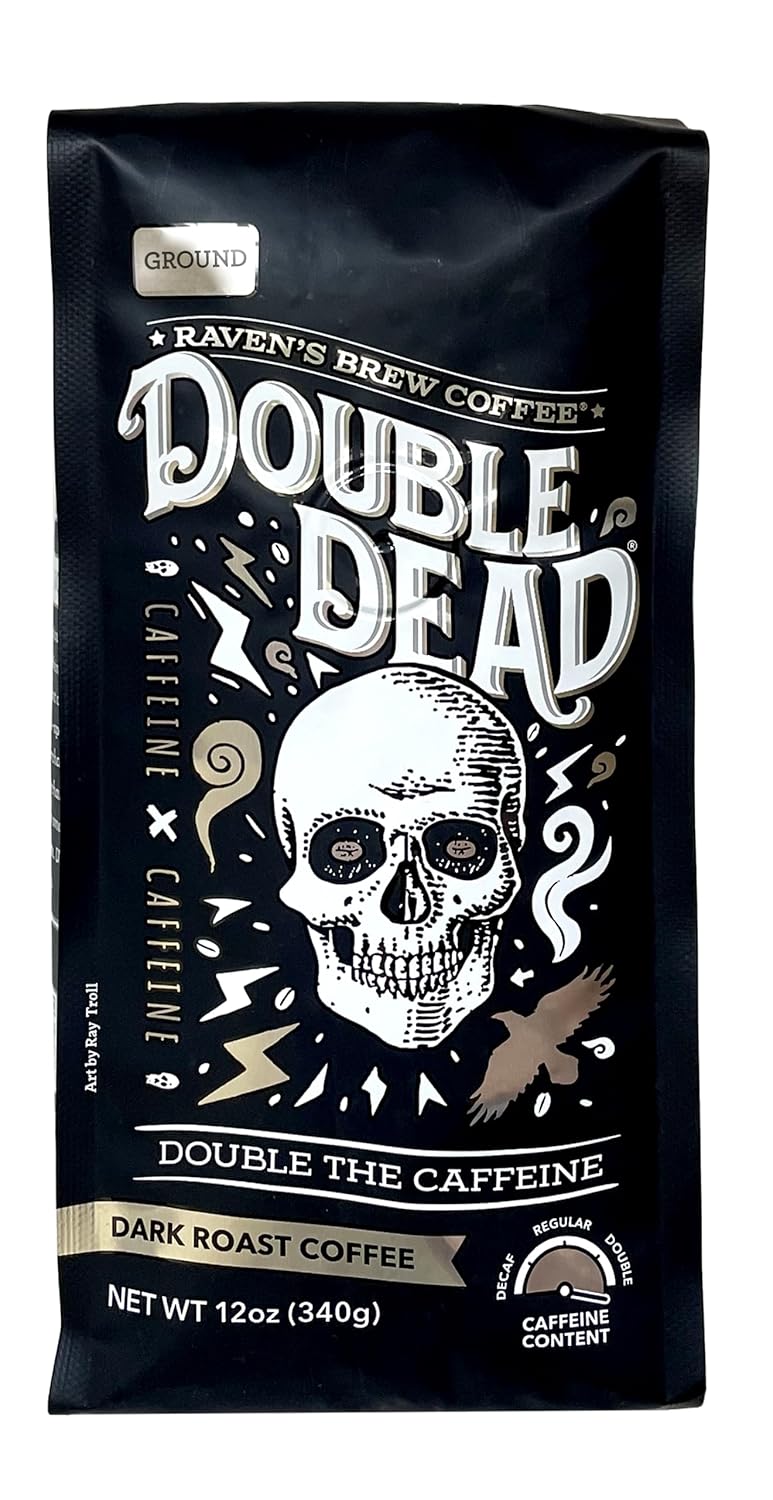 Raven’s Brew Coffee - Double Dead™ - Dark Roast, Naturally High Caffeine (Ground, 12 oz)