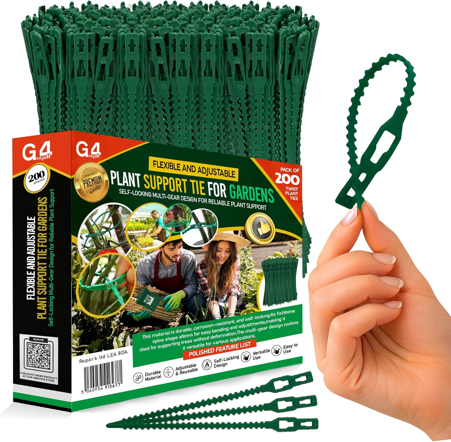 200x 17cm Twist Plant Ties – Strong & Flexible Garden Wire for Plants, Vines, Stems & Trees – Reusable Support Ties for Indoor & Outdoor Gardening – Green Plant Fastener Clips