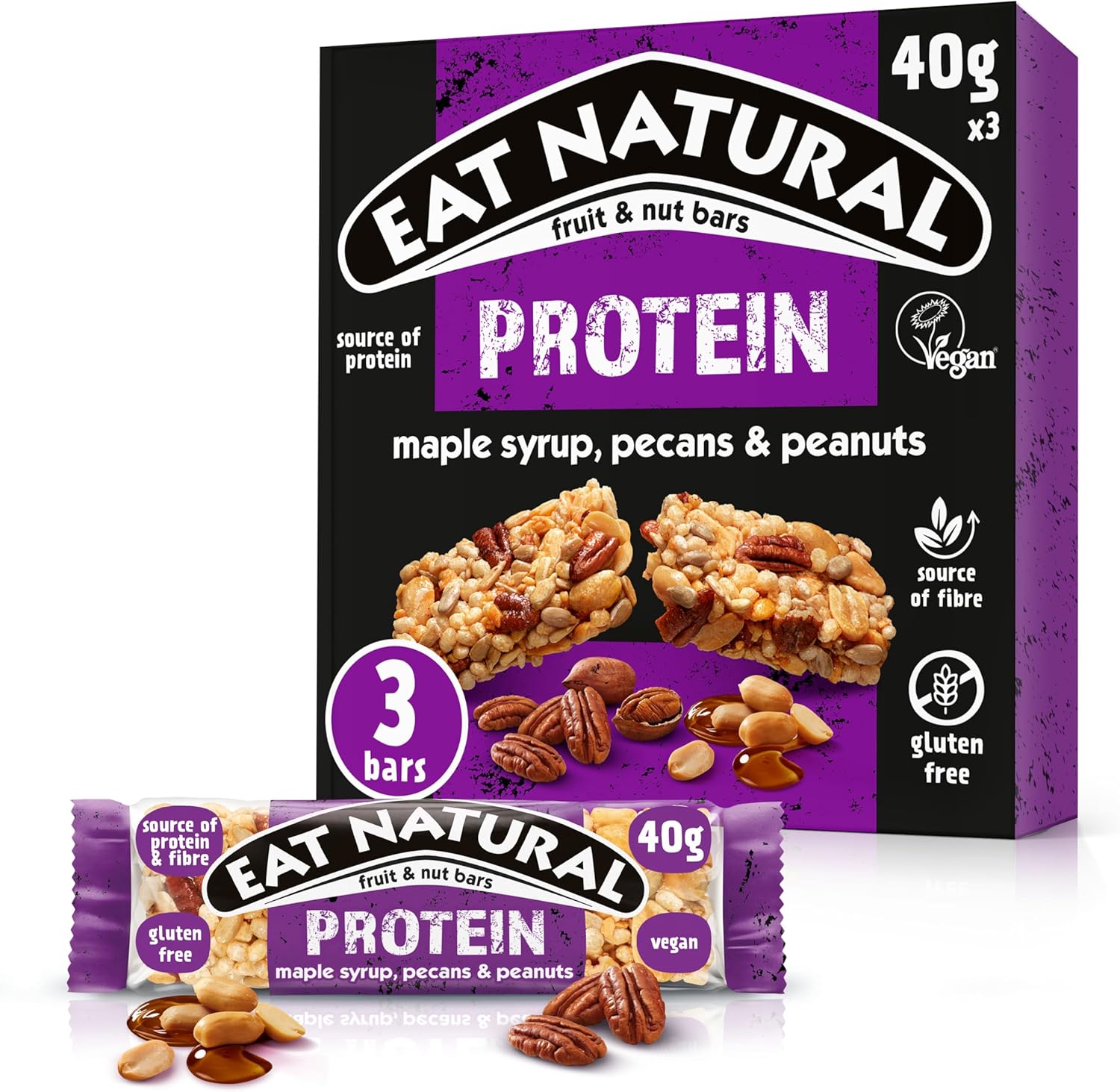 Eat Natural Protein Maple Syrup, Pecans & Peanuts Fruit & Nut Bars 3 x 40g