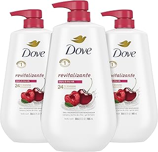 Dove Body Wash with Pump,Revitalizante Cherry & Chia Milk, 3 Count, for Renewed Healthy Looking Skin, Moisturizing Gentle Skin Cleanser with 24hr Renewing MicroMoisture, 30.6 oz