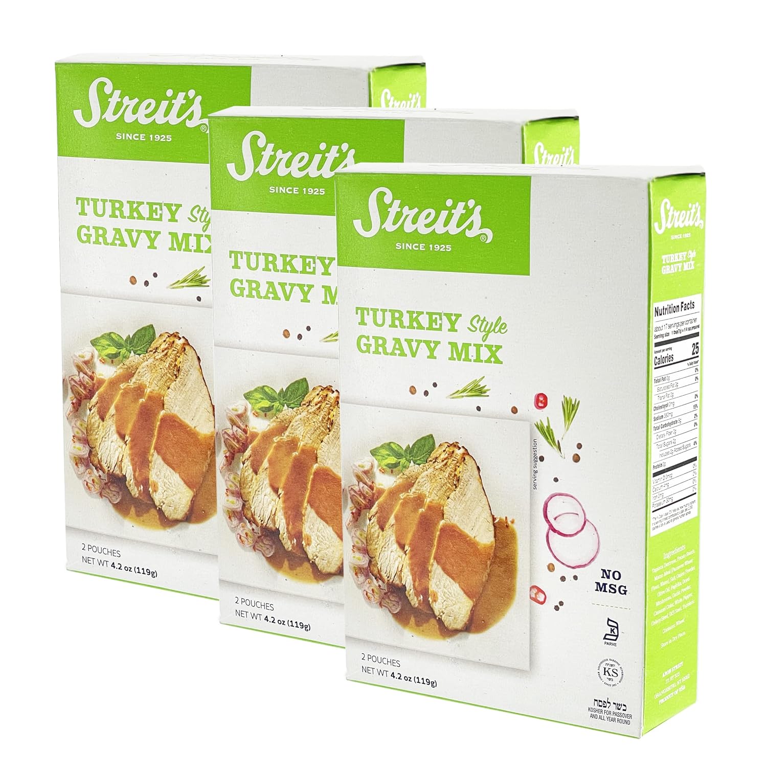 Gravy Mix, Pantry Staple, No-MSG, Kosher for Passover, 4.2 Oz (Turkey Gravy, 3-Pack)