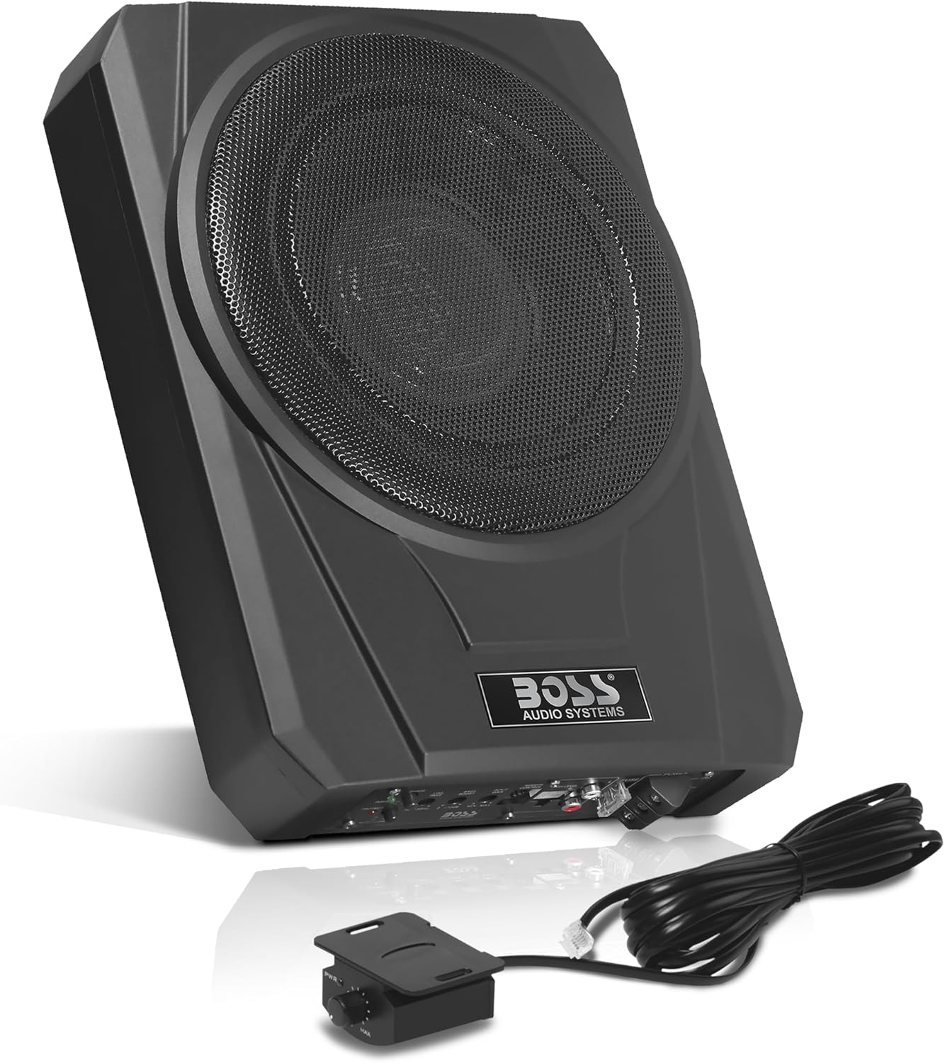 BOSS Audio Systems BASS10 10 Inch Powered Under Seat Car Subwoofer - 1000 Watts Max, Single 4 Ohm Voice Coil, Remote Subwoofer Control, Sold Individually