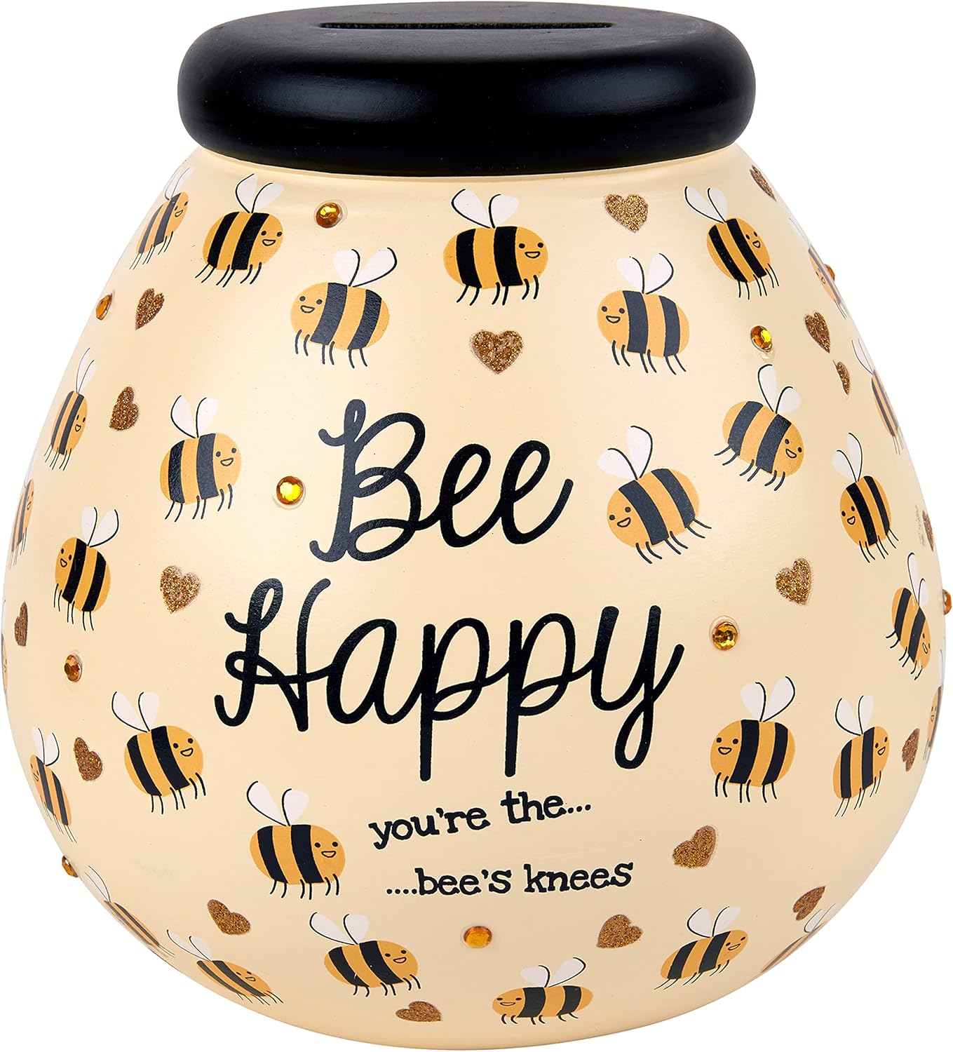 Pot of Dreams Hand Painted Honey Bee Happy Funds Kids Save And Smash Handcrafted Ceramic Money Box | Eco Freindly & Recyclable Piggy Bank | Decorative Gift and Save for New Toys & Video Games