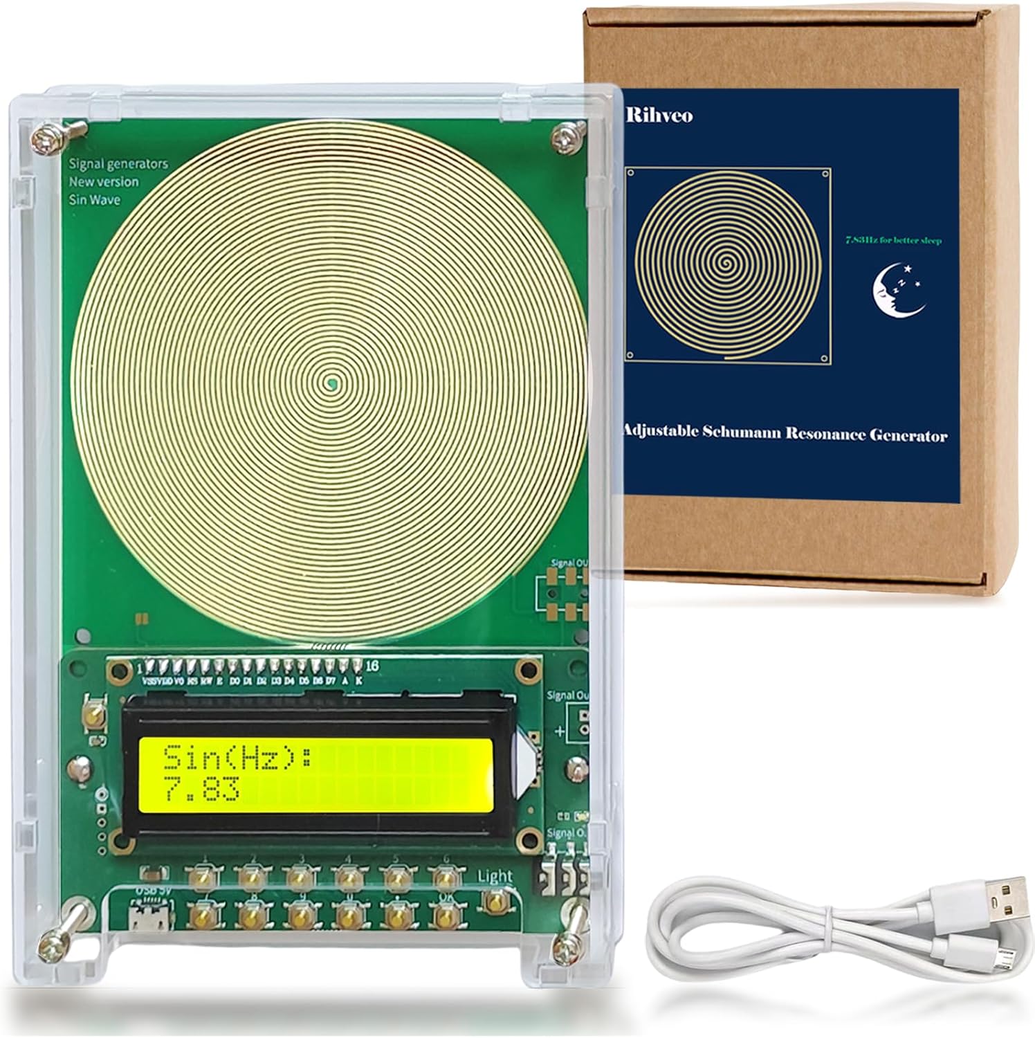 Adjustable Frequency Generator for Healing (0.01Hz-299kHz), 7.83Hz Schumann Resonance Generator, Sine Wave Frequency Healing Device for Improving Sleep & Meditation, USB Powered