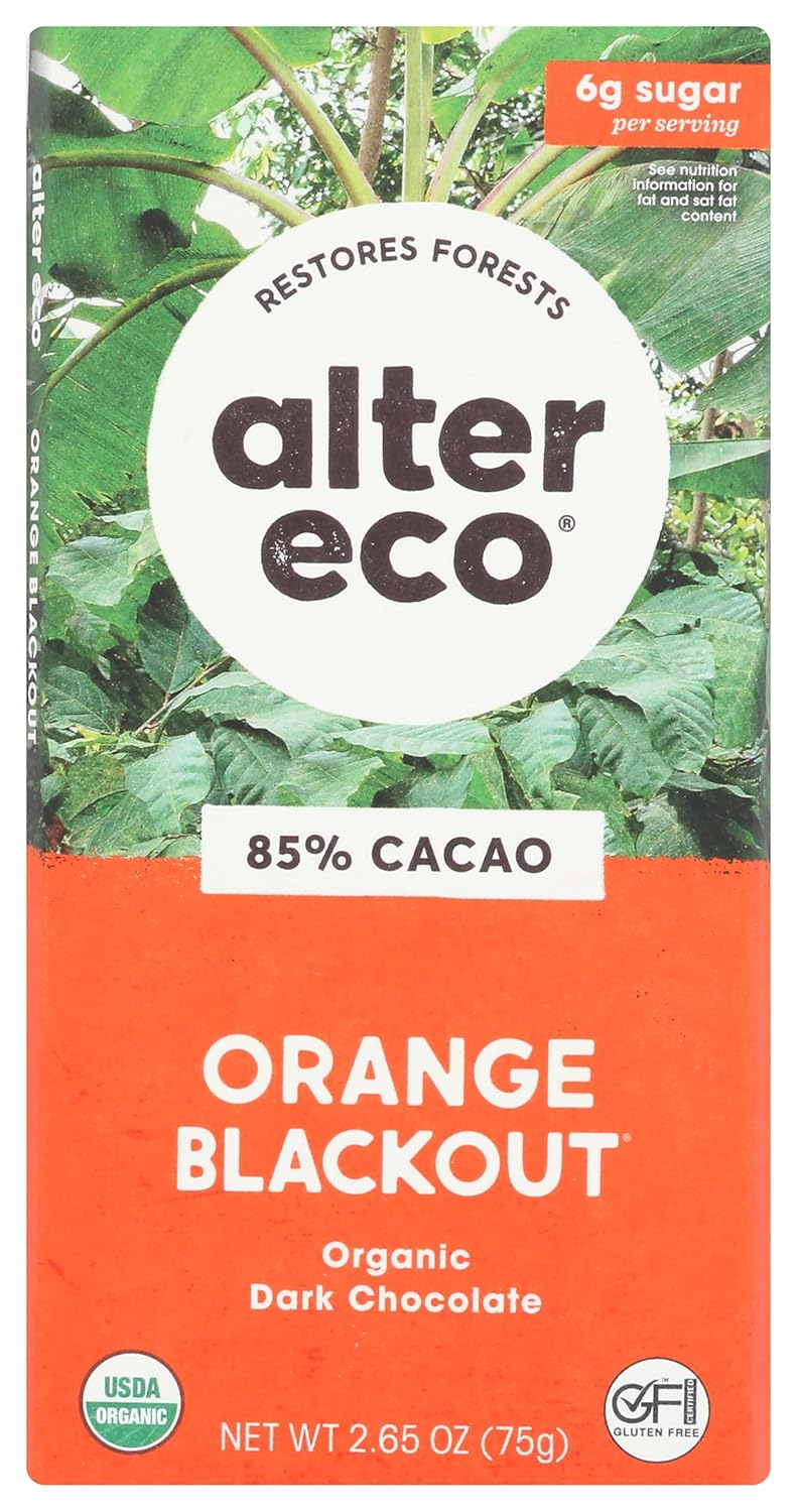 ALTER ECO Organic Orange Blackout 85% Dark Chocolate Bar, 2.65 OZ