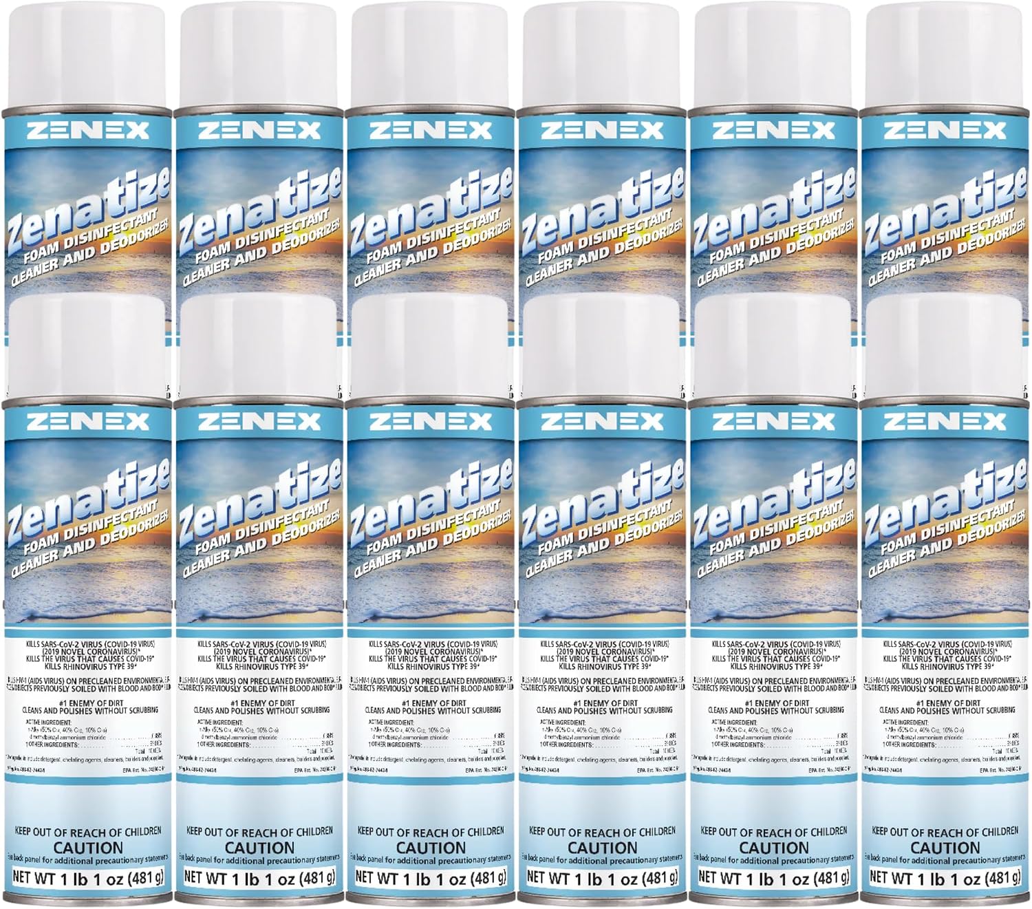 Zenex Zenatize 494955 Foaming Surface Cleaner Spray, 18.25 oz. (Pack of 12)