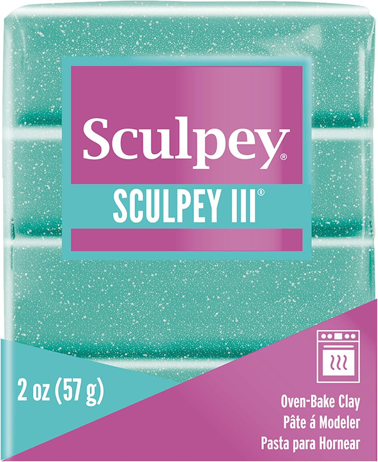 Sculpey Polymer Clay 2OZ Turq GLTTR, Turquoise Glitter