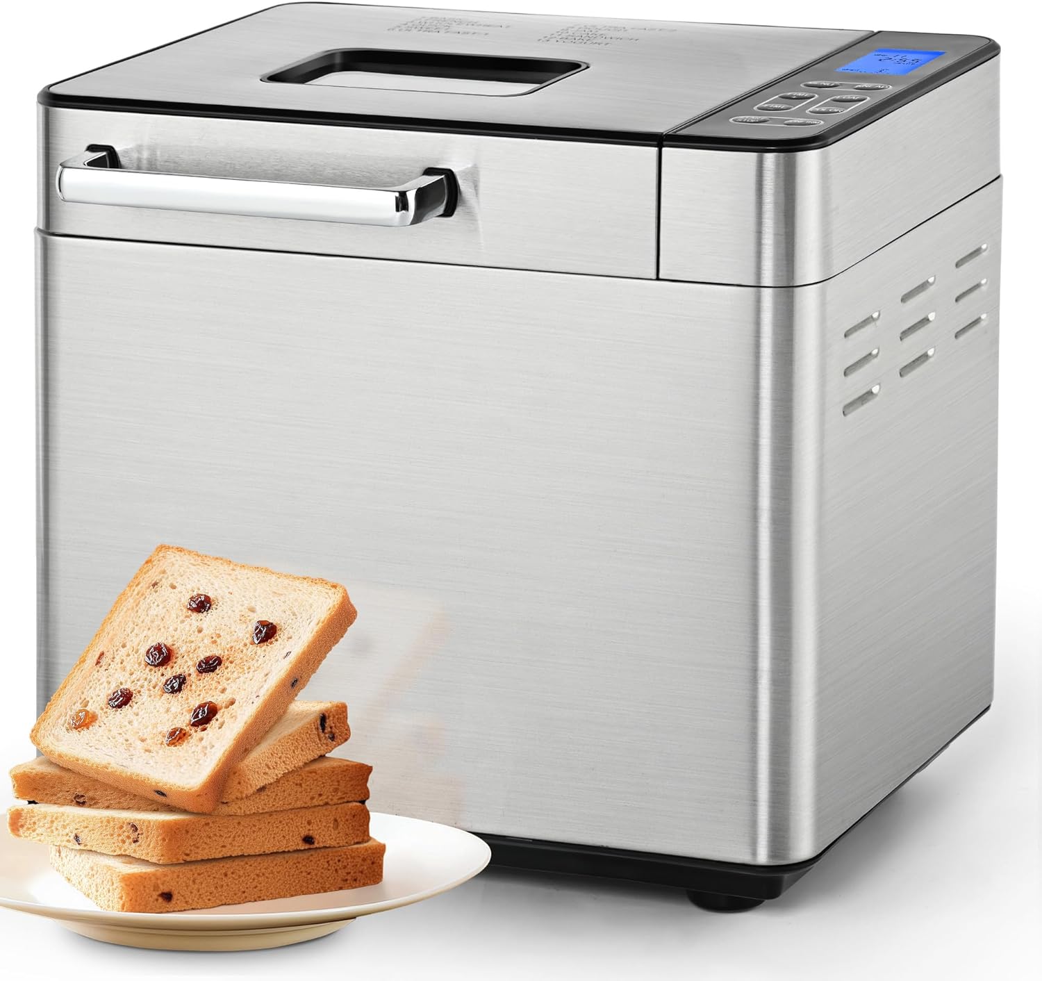2 LB Bread Maker Machine, 13 in 1 Bread Machine with 3 Loaf Sizes and 3 Colors For Beginner, Breadmaker with Fruit & Nut Dispenser, Yogurt, Jam, 13 Hours Timer, Dough Maker, Easy to Clean