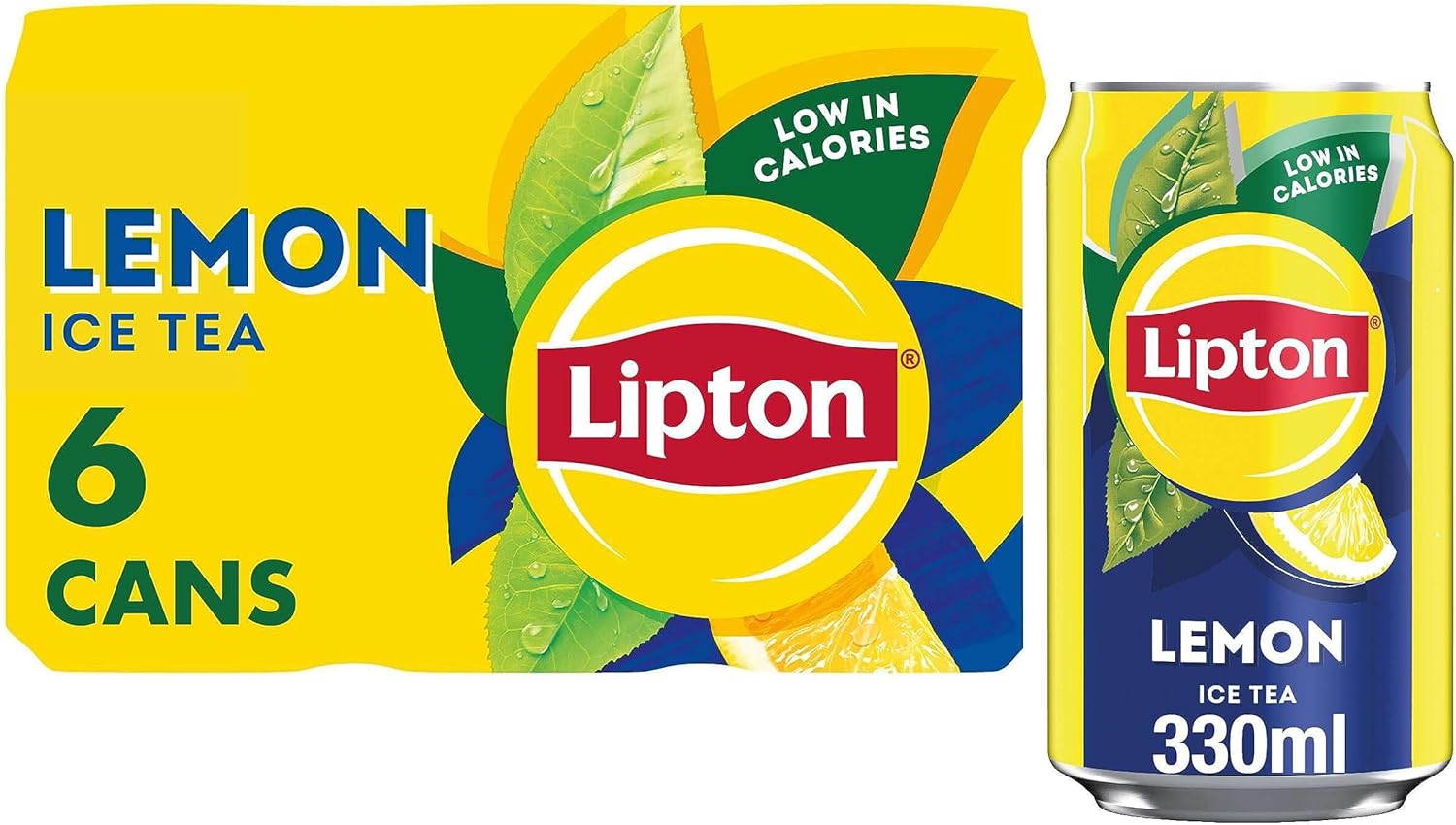 Lipton​ Lemon​ Ice Tea Can 330 ml (Pack of 6), low calorie​ soft drink​, ​100% black tea extract