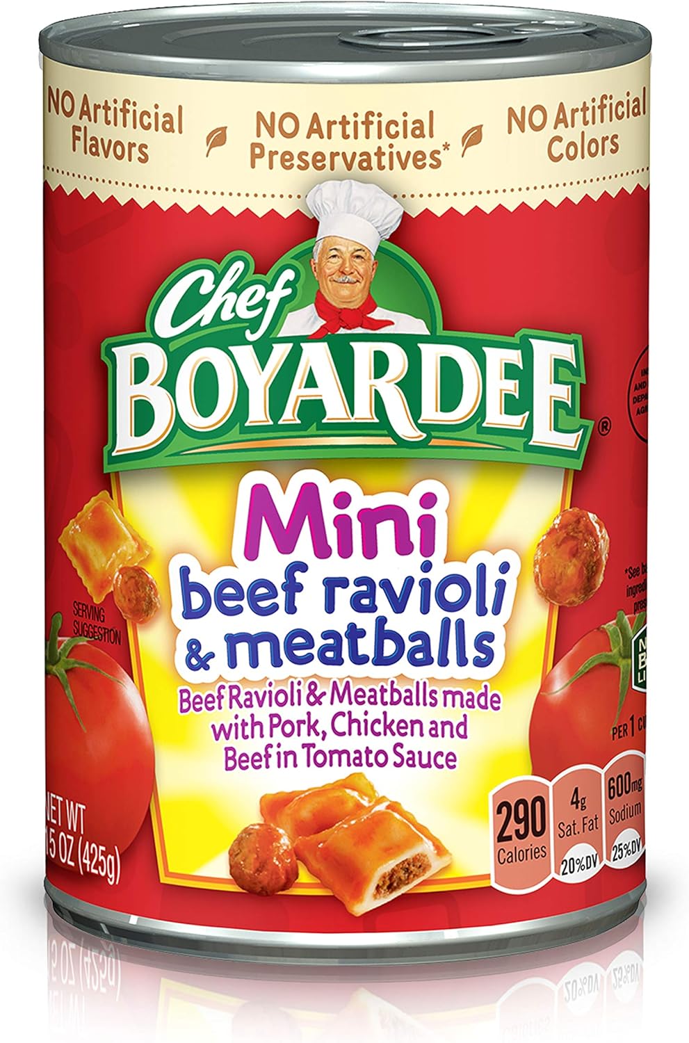 Chef Boyardee Mini Beef Ravioli and Meatballs, 15 Oz Can