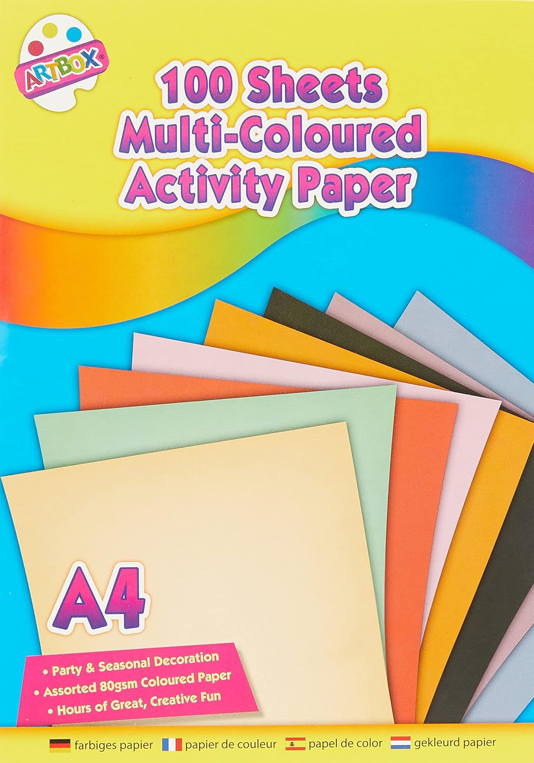 ArtBox A4 Activity Paper - Assorted Colours (Pack of 100 Sheets)