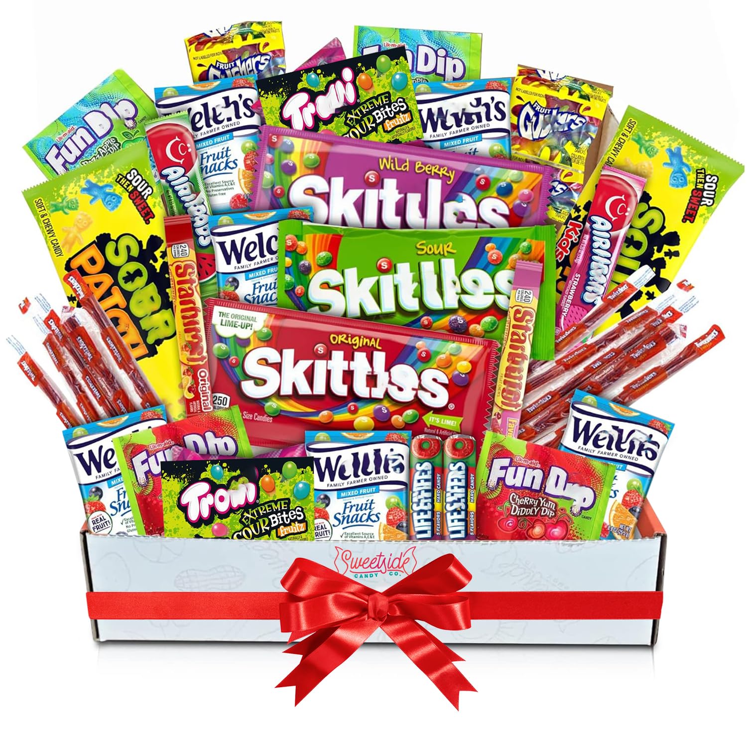 Assorted Candy Gift Basket Variety Pack, 41 Pieces of Candy Snack Box, Ideal Gift Basket for Kids & Adults, Perfect Valentines Care Packages for Birthday Parties and Family Gatherings.