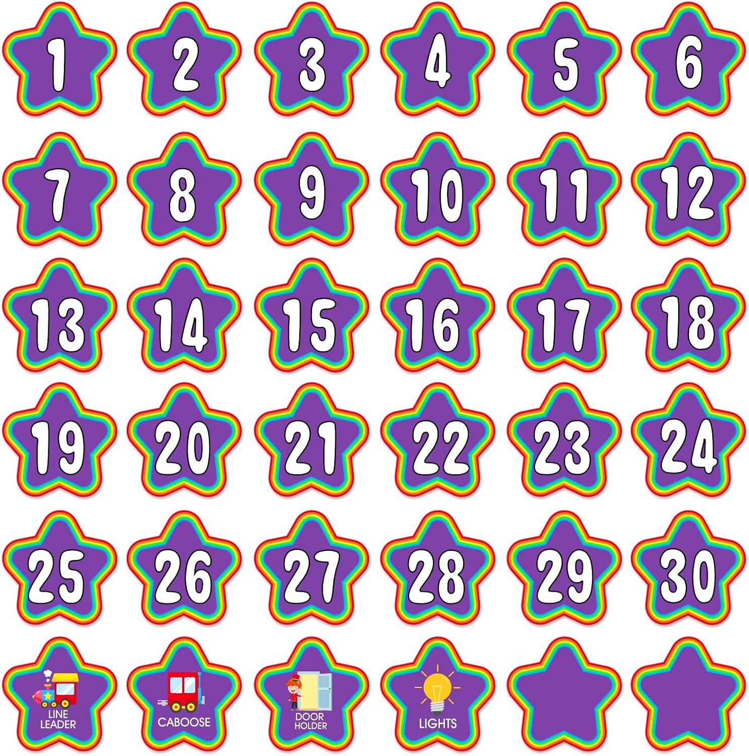 WaaHome Line Up Spots for Classroom Floor - Floor Number Stickers 1-30 for Classroom Lining 4" Removable Vinyl Line Up Stickers Dots Decals for Preschool Kindergarten Elementary School Supplies