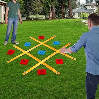 Giant Tic Tac Toe Game, 4 Ft X 4 Ft Portable Strap Game Bean Bag Toss Tic Tac Outdoor Lawn Games for Adults and Family Backyard Camping Across Outside Games