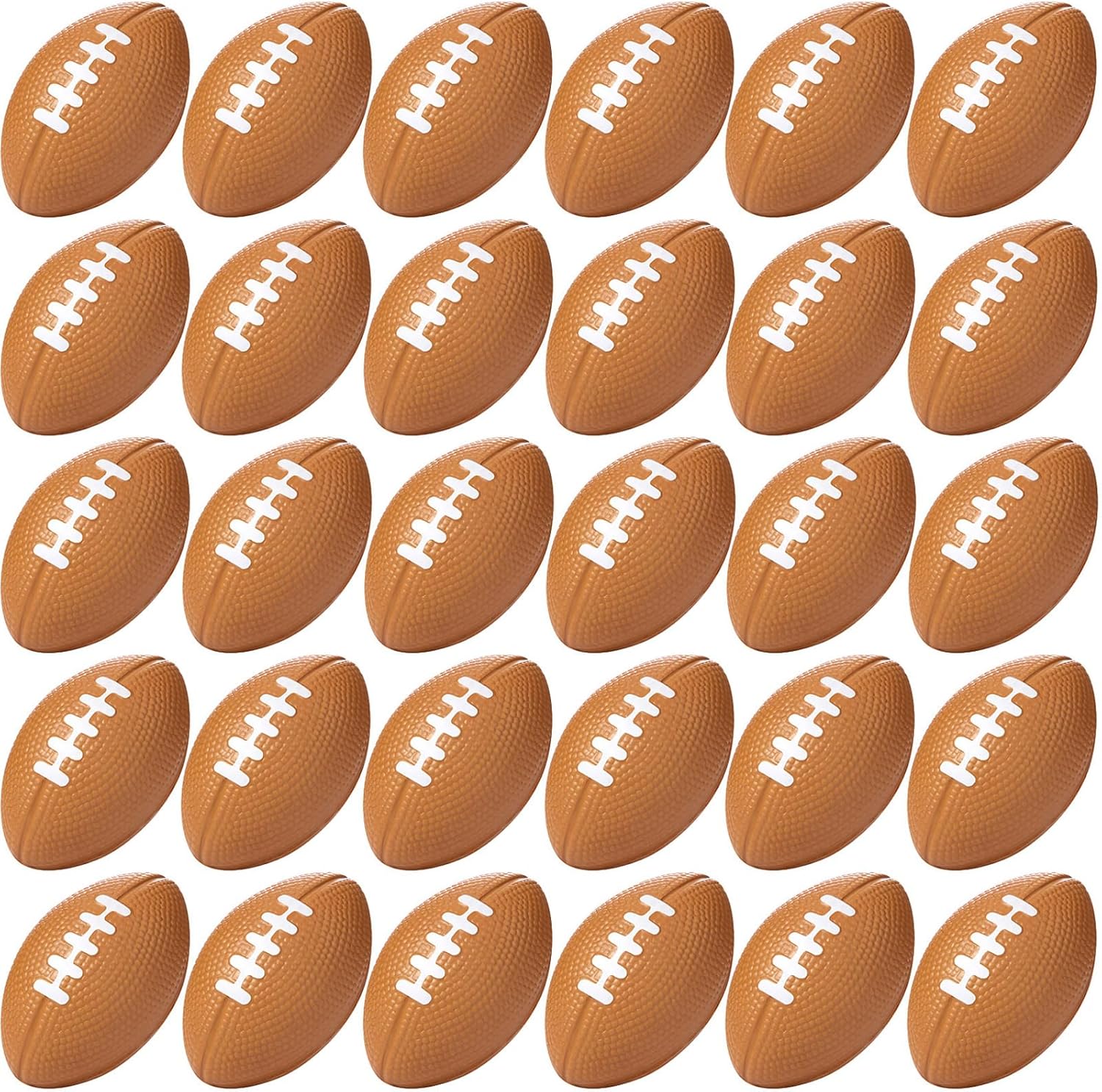 Blulu 30 Packs Mini Football Sports Stress Ball, Mini Foam Sports Ball, Foam Sports Ball for School Carnival Reward, Chrismas Party Bag Gift Fillers (Brown)