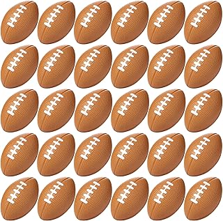 Blulu 30 Packs Mini Football Sports Stress Ball, Mini Foam Sports Ball, Foam Sports Ball for School Carnival Reward, Chrismas Party Bag Gift Fillers (Brown)