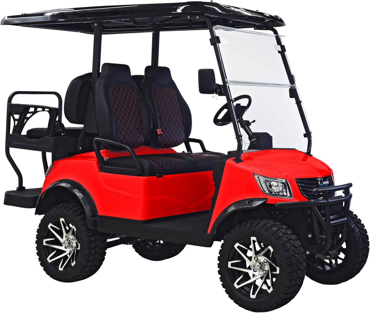 Massimo MVR2X Electric Golf Cart- 4 Adult Passengers 800-pound Load Capacity and up to a 45-Mile Range. Great Choice for Recreational, Agricultural, ranching, and Commercial Applications - RED