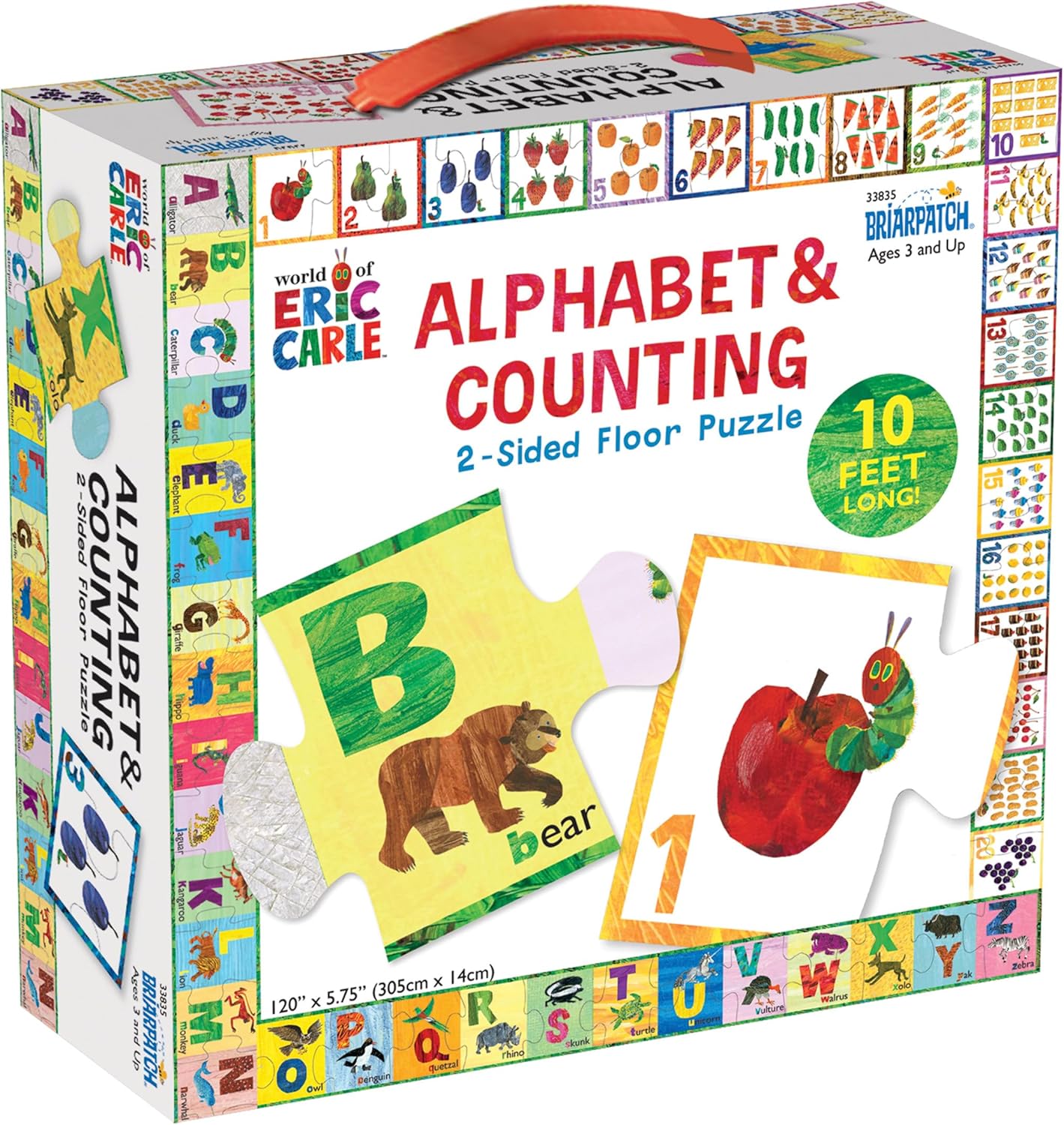 Briarpatch, The World of Eric Carle ABC 123 2-Sided Floor Puzzle, Based On Very Hungry Caterpillar Board Book, Preschool Learning for Kids