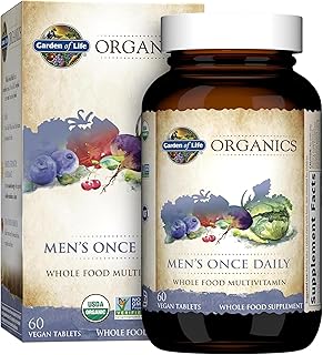 Garden of Life Organics Men's Once Daily Whole Food Multivitamin - 60 Tablets, Vegan Mens Multi for Health & Well-Being, Organic Mens Vitamins & Minerals, Vitamin C, Zinc