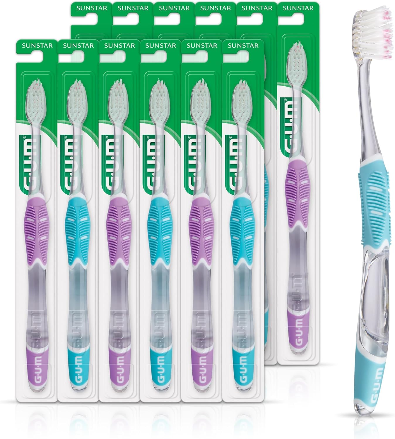 GUM Technique Deep Clean Sensitive Toothbrush, Compact Head & Ultra Soft Tapered Bristles for Adults with Sensitive, 1ct (12pk)