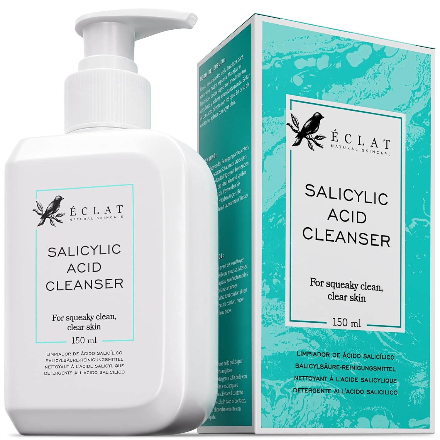 BLEMISH-FIGHTING Acne Face Wash - Salicylic Acid Cleanser with Niacinamide, Vitamin E & Green Tea, Salicylic Acid Face Wash, Facewash Pore Cleanser for Women & Men, Foaming Cleanser For Regular & Oily