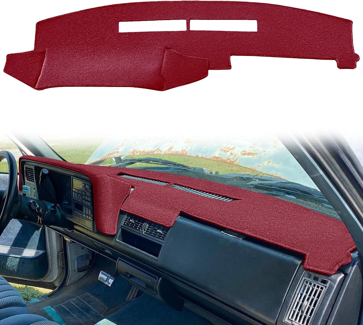 Yiz Dash Cover Mat for 1992-94 GMC Yukon/Chevy Blazer Suburban(Maroon.) Y25