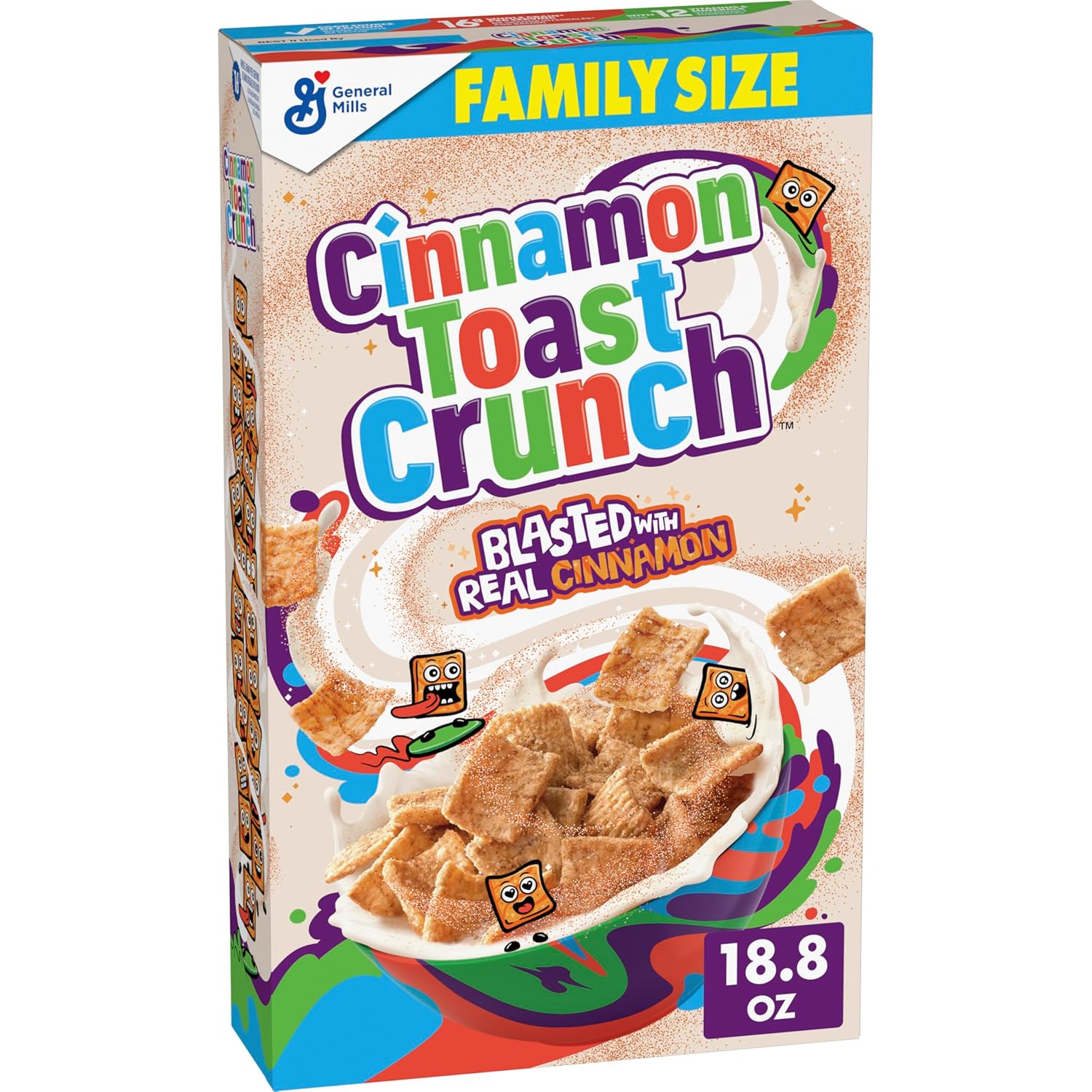 Cinnamon Toast Crunch Breakfast Cereal, Crispy Cinnamon Cereal, Family Size, 18.8 oz