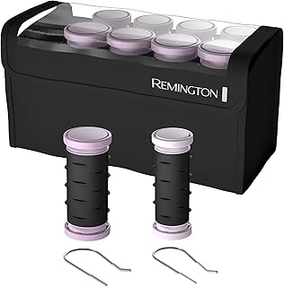 Remington Compact Ceramic Dual Voltage Hot Rollers for Long and Short Hair, Hair Setters, Hair Curlers, 1-1 ¼" Purple/Black, 10 Piece Set
