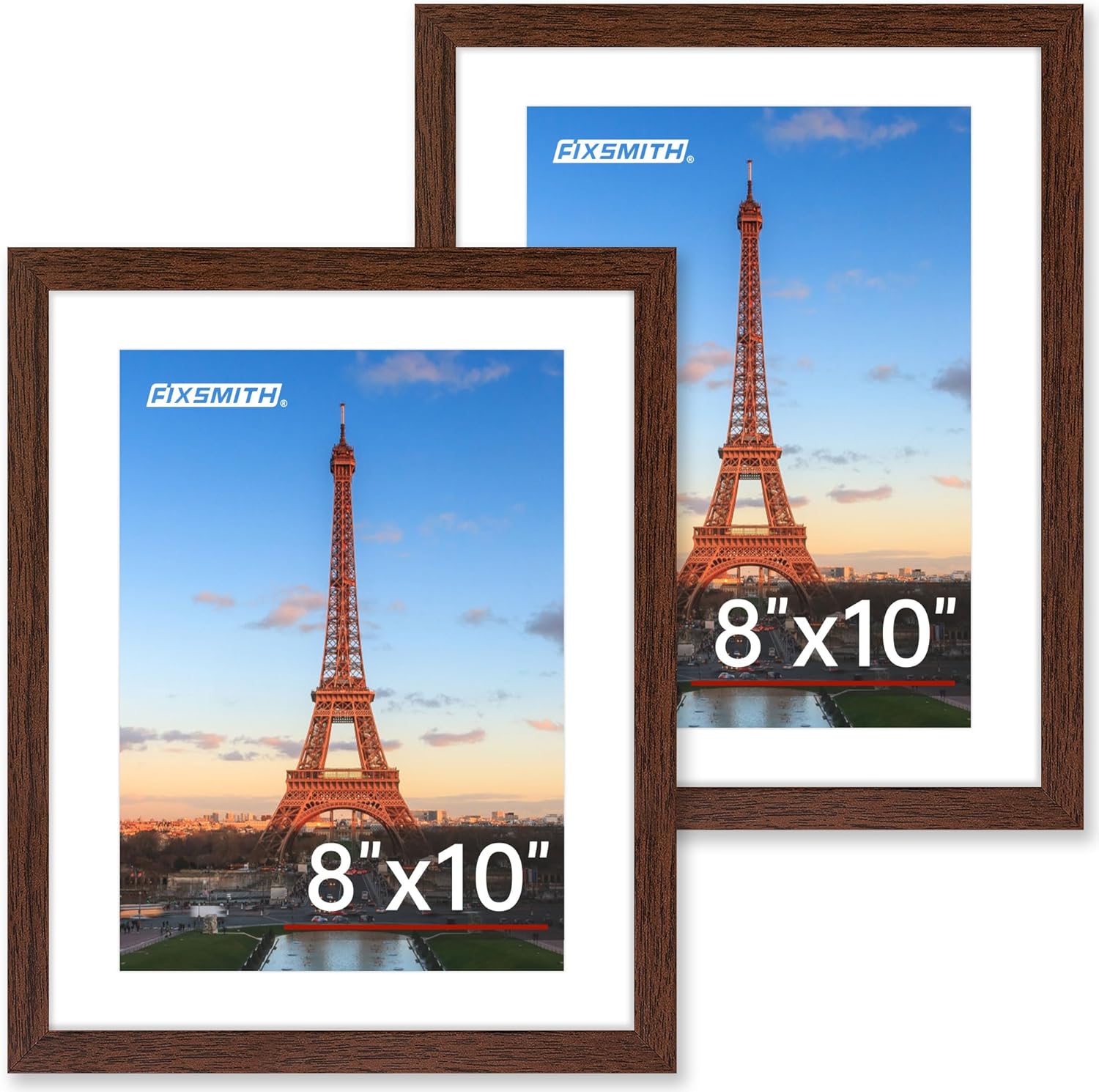 FIXSMITH Brown 8x10 Picture Frame Set of 2, Collage for Tabletop or Wall Display