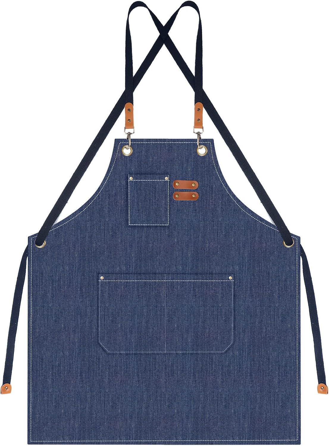 Yafe Chef Apron for Men Women, Canvas Work Aprons with Adjustable Strap and Large Pockets, Black Aprons for Shop Garden Restaurant Bar Cafes Kitchen Cooking Baking Painting