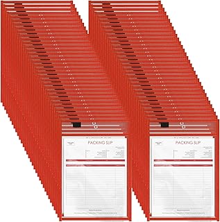 Seajan 120 Pcs Clear Dry Erase Pockets Plastic Sleeves for Paper 14 x 10 Inch Reusable Job Holder Shop Ticket Holders Order Pockets Organizer Teacher Supplies for Classroom (Red)