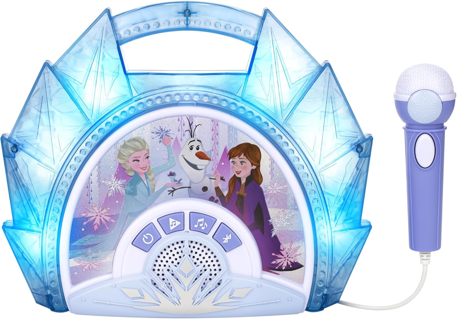 eKids Disney Frozen Karaoke Microphone with Bluetooth Speaker for Fans of Disney Toys, Kids Karaoke Machine with Built in Music