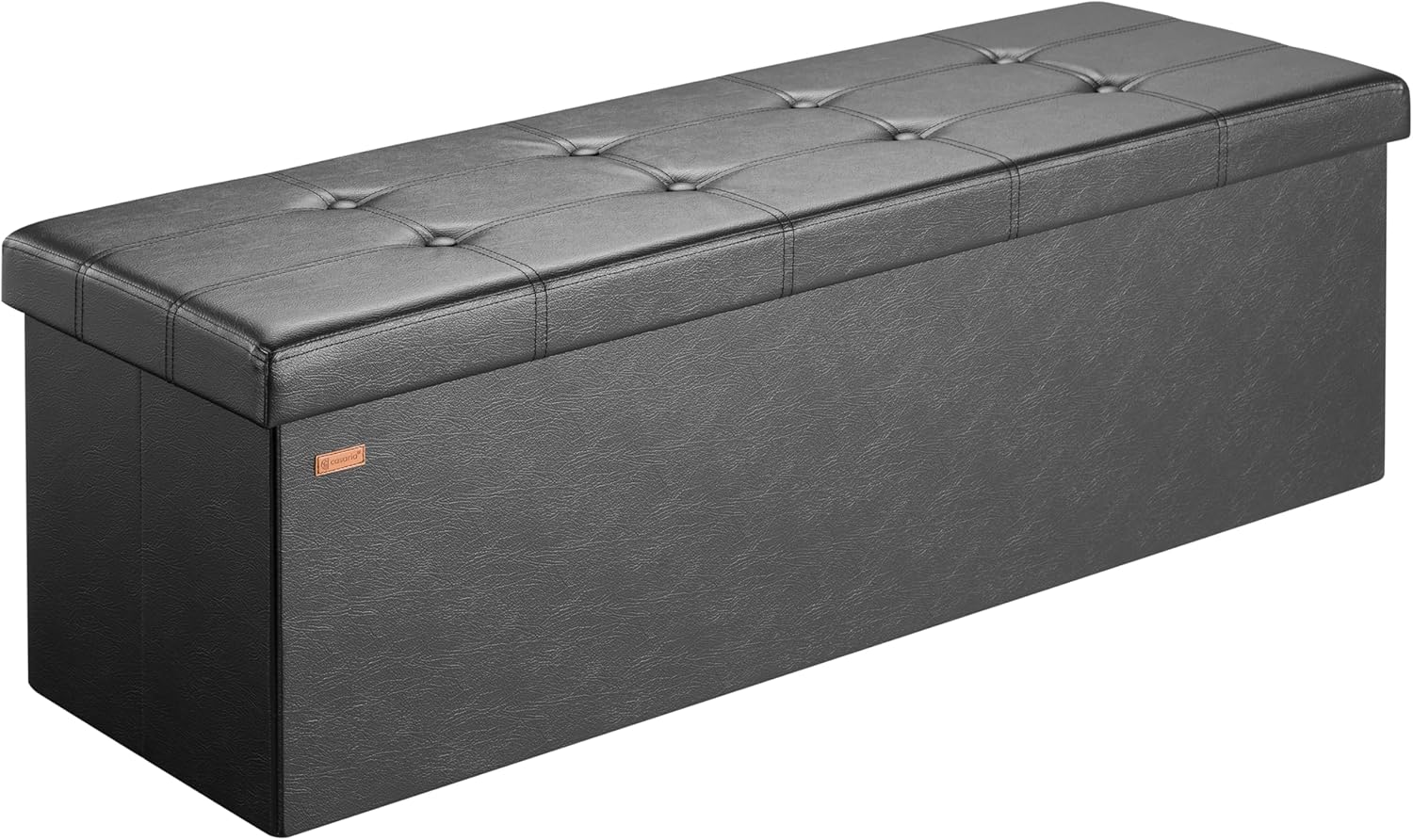 CASARIA® XL Faux Leather Foldable Ottoman Chest Bench with Padded Footrest Footstool Lid | 115x40x40cm | 130 Litres | Decorative Shoe Storage Box | Lounge Bedroom Hallway Furniture | Black