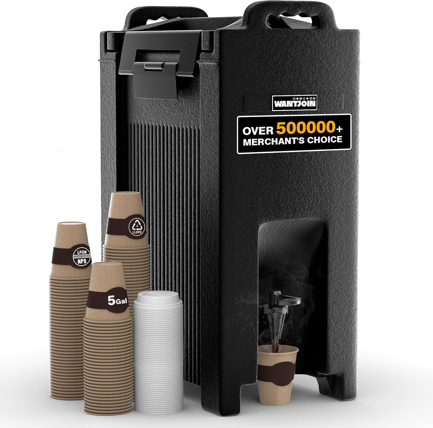 WantJoin Insulated Beverage Dispenser 5 Gallon-Hot and Cold Drink Container with Handles, Thermal Drink Dispenser Cooler Server carrier For Commercial Catering Black