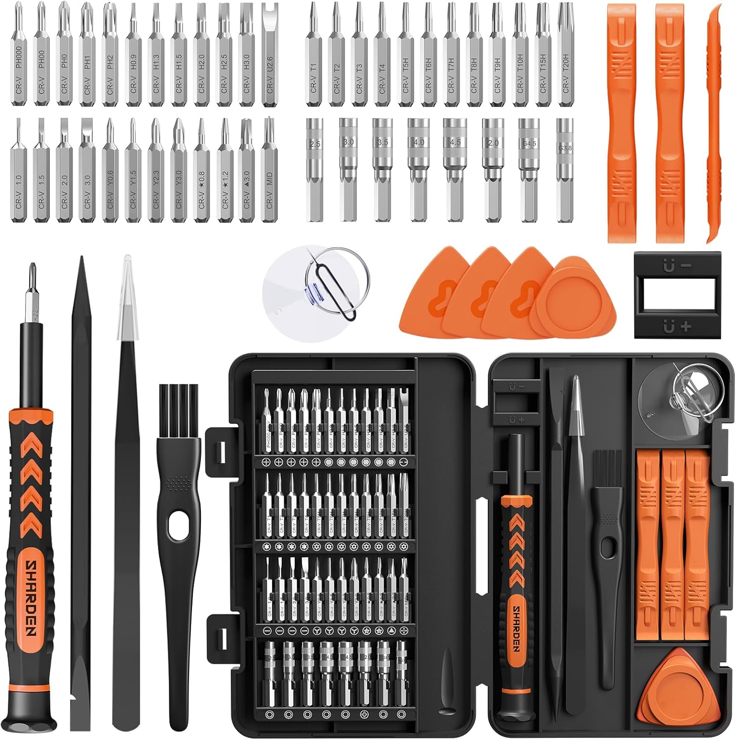 SHARDEN 58 in 1 Small Precision Screwdriver Set Magnetic Mini Screwdriver Set with Case Professional Electronic Tools Kit for iPhone, MacBook, Computer, Laptop, PC, RC, PS4, Xbox, Eyeglasses, Watch