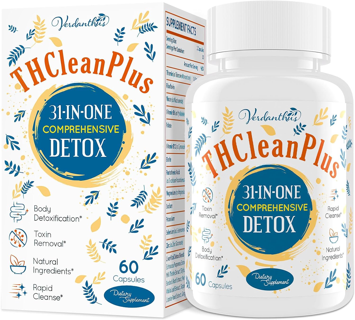 31-in-ONE Detox and Liver Cleanser, Fast Detox, Full Body Detoxification, Toxins Cleaner for Liver, Kidney, Natural Herbal Formula, Support Immune & Mood, Made in USA, 60 Capsules