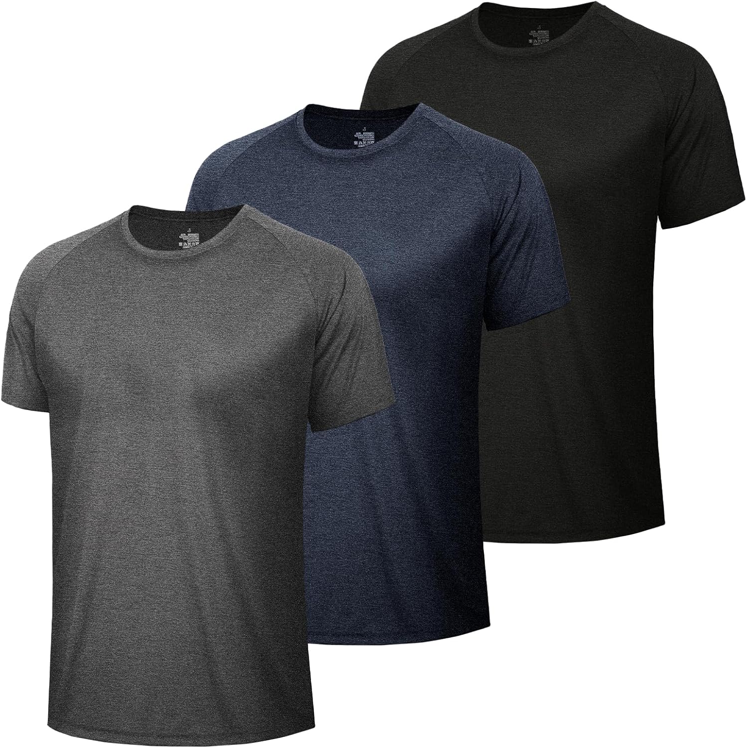 3 Pack Workout Mens Shirts - Quick Dry Causal Moisture Wicking Work Gym Athletic Short Sleeve for Basketball Running