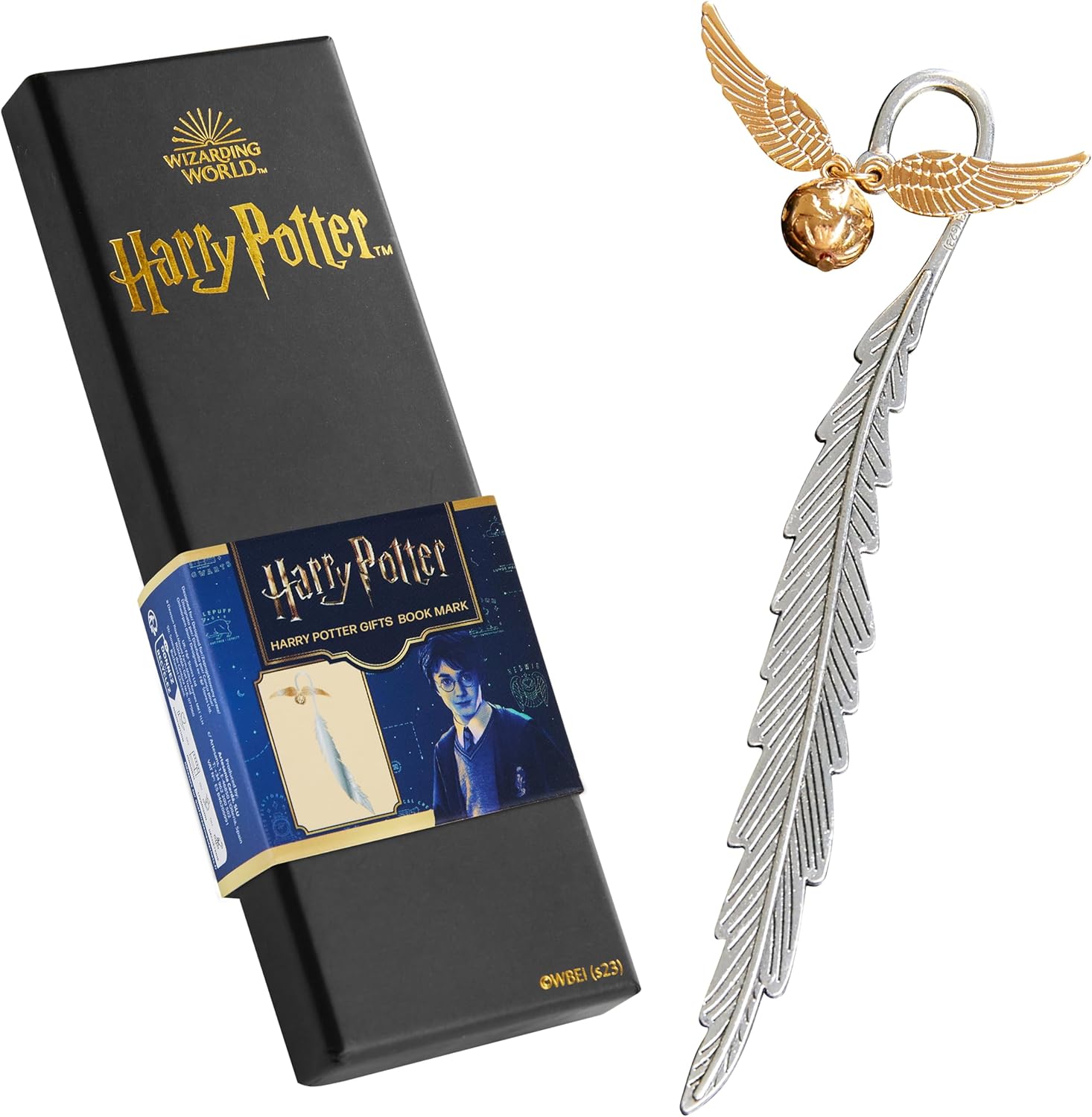 Harry Potter Metal Bookmark with Hanging Charm Golden Snitch Hogwarts Reading Gifts Book Lovers Gift Box (Golden Snitch)